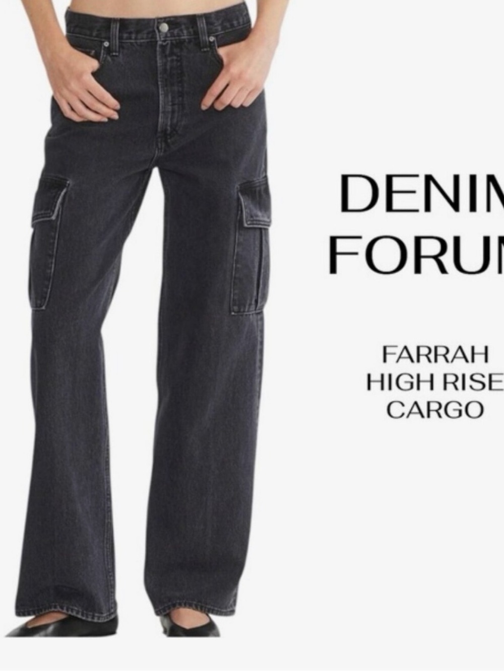 Aritzia Farrah Cargo High Waisted Black 25
